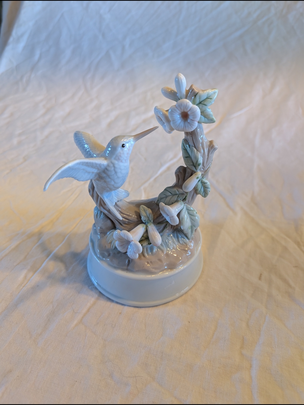 2/30$ Porcelain Hummingbird Figurine with Pale Green Floral Accents